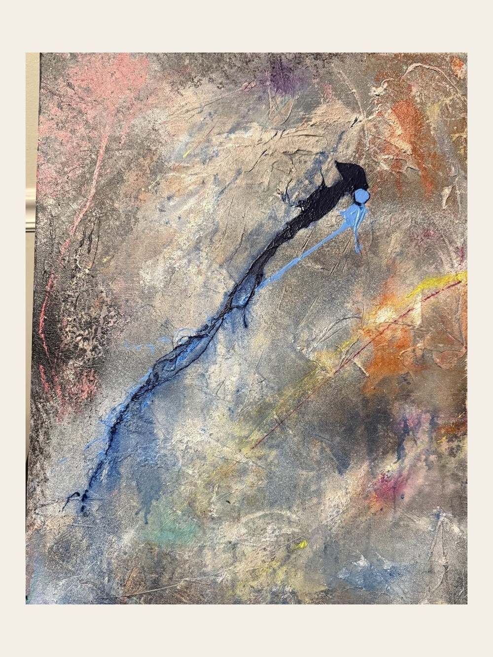 "Reunited" Abstract Blue Trail Mixed Media Wall Art – Contemporary Home Art